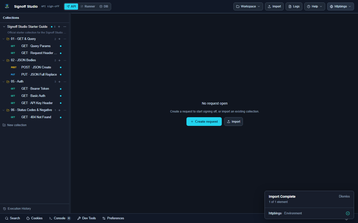 Signoff Studio with Starter Guide imported
